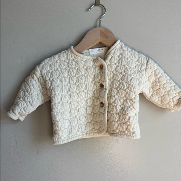 Zara Other - ZARA Baby Ivory Quilted Jacket Cardigan Cottagecore Neutral 1-3M Boho Scandi